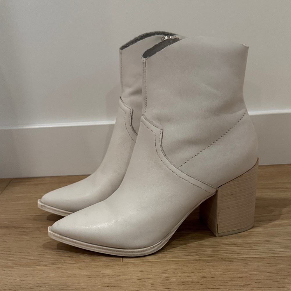 Steve Madden White Ankle Boots